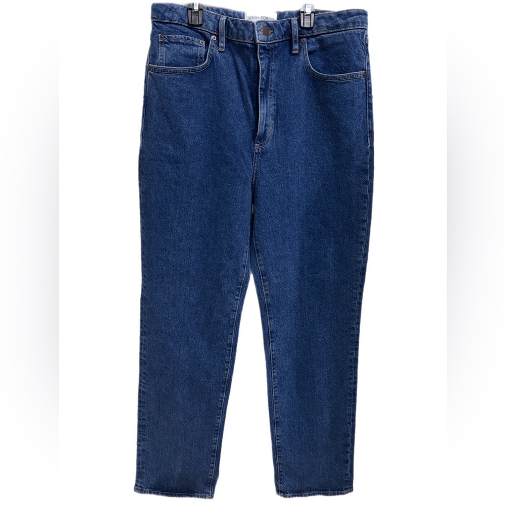 ARITZIA-Denim Forum Blue High Rise Straight Leg Jeans